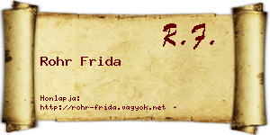 Rohr Frida névjegykártya